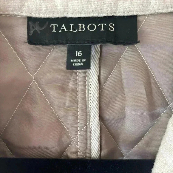 Talbots Blazer 16 Neutral Wool Quilted Academia Career Western Girl Classic - Picture 2 of 12